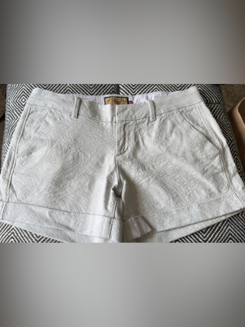 Dear John Light Gray Paisley Textured Flat Front Shorts